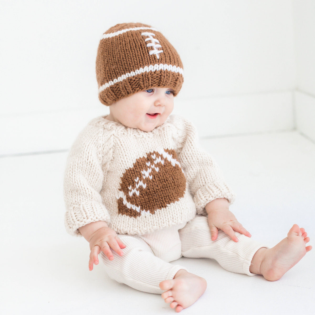 Natural Football Knitted Cardigan