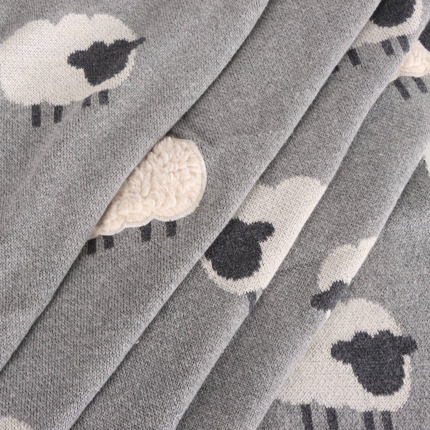 Organic Cotton Jacquard Knit Blanket - Wooly Sheep