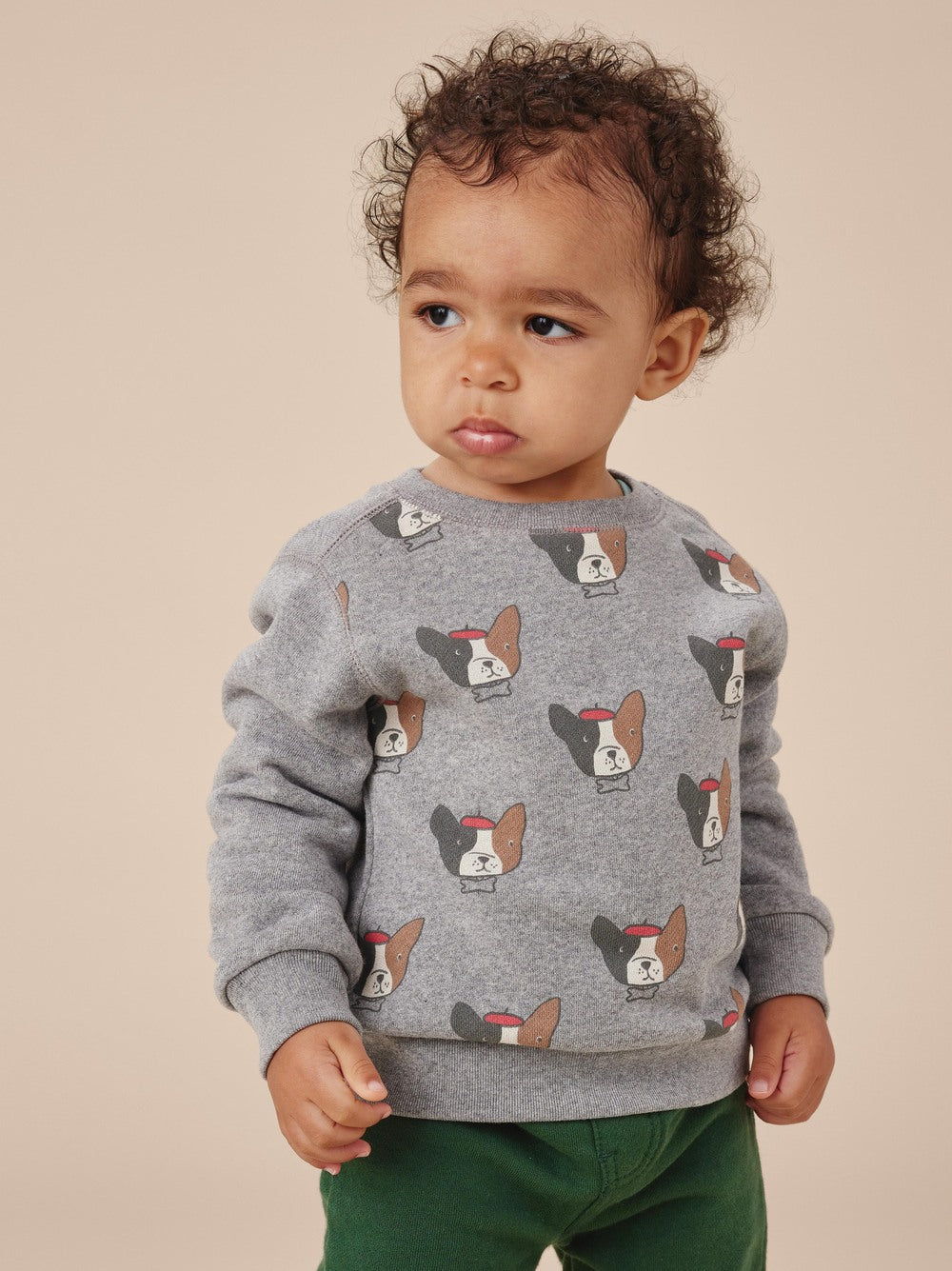 Frenchie Baby Popover: Med Heather Grey
