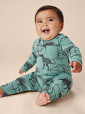 Long Sleeve Pocket Baby Romper: Scribbled Dinosaurs
