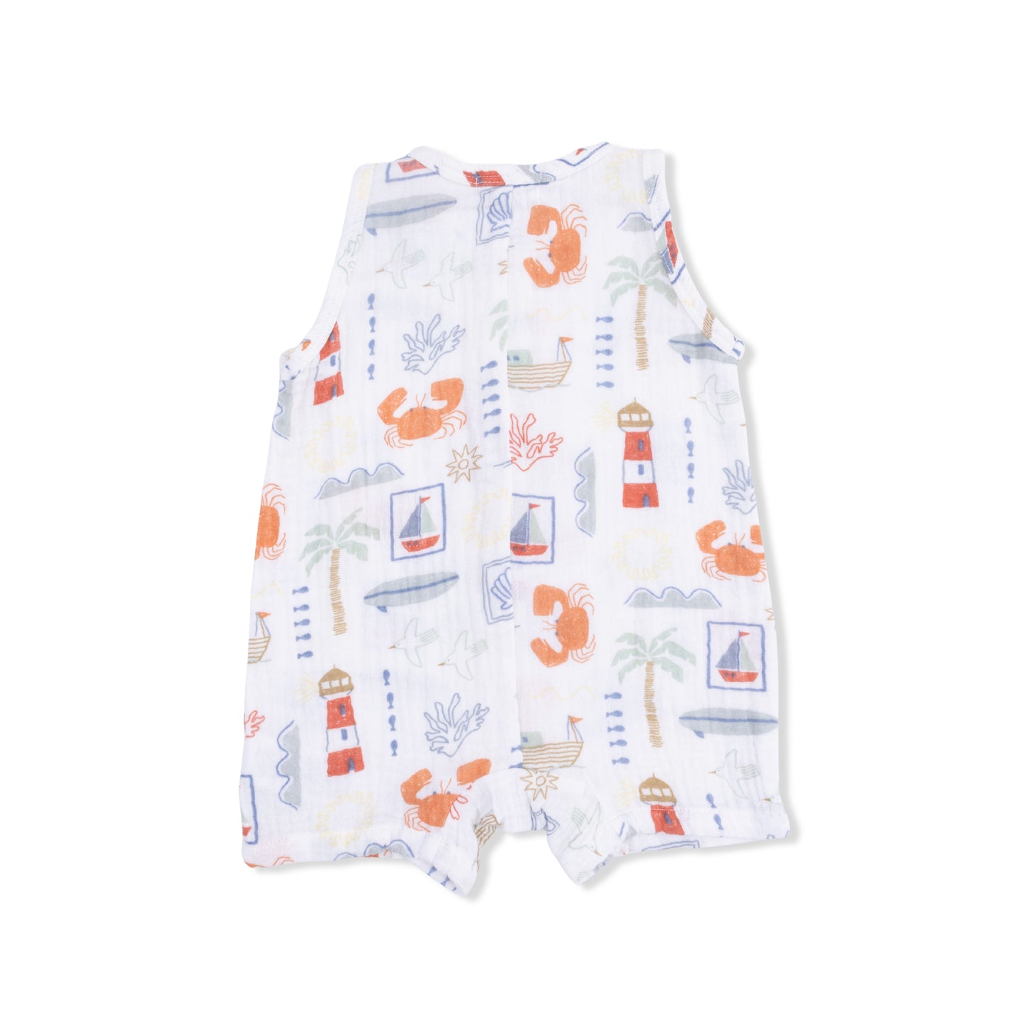 White Club Mediterranean Sleeveless Shortie Romper