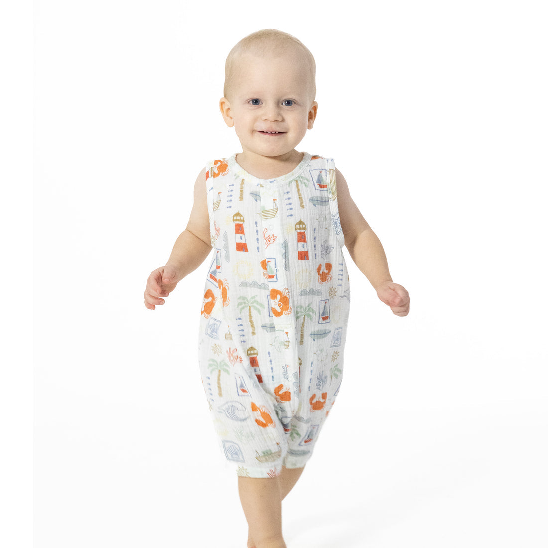 White Club Mediterranean Sleeveless Shortie Romper