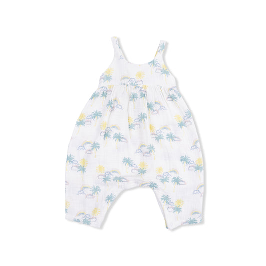 Palm Trees and Rainbows Tie Back Romper