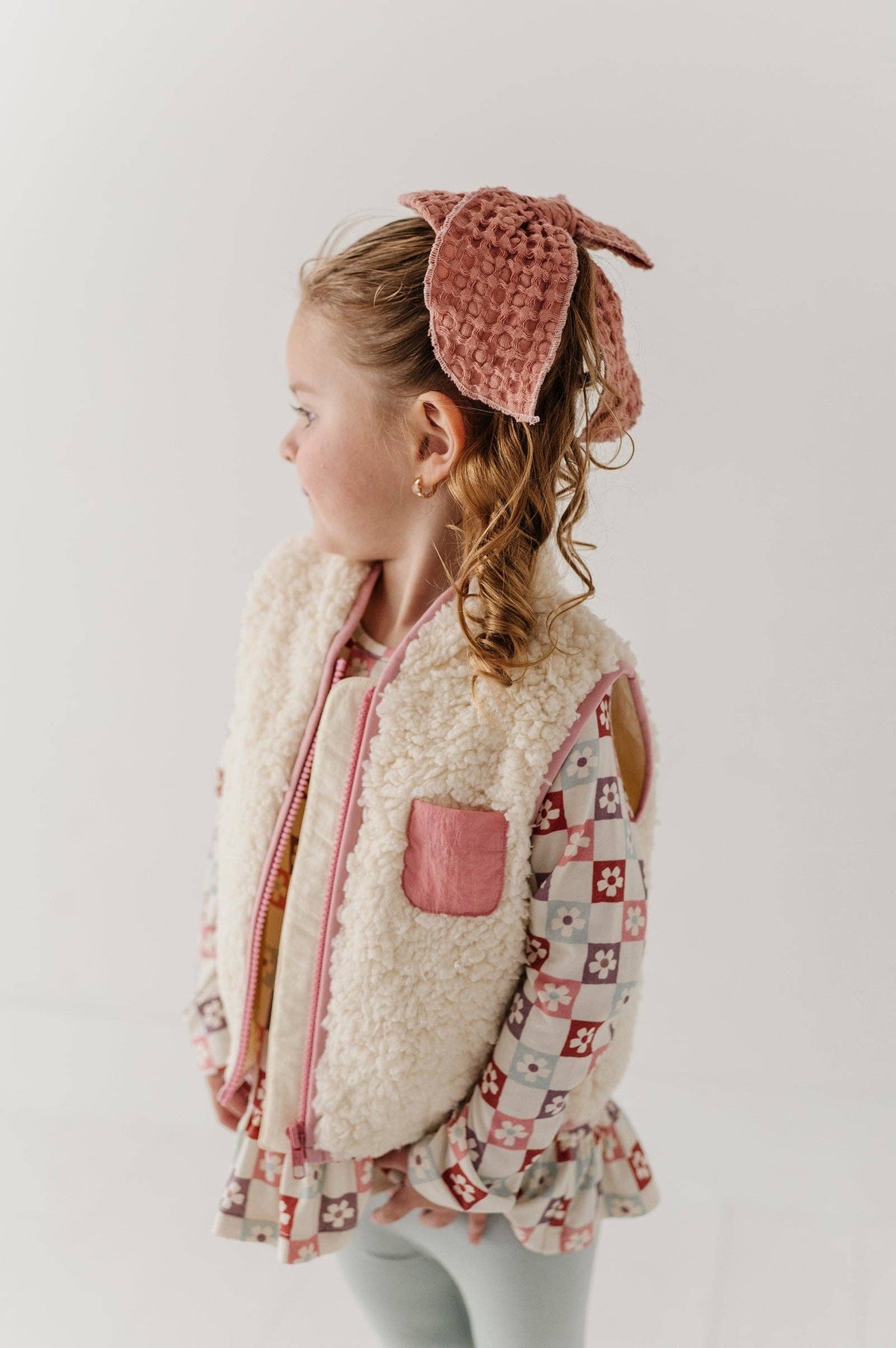 Cream & Rose Elegance Sherpa Zipper Vest