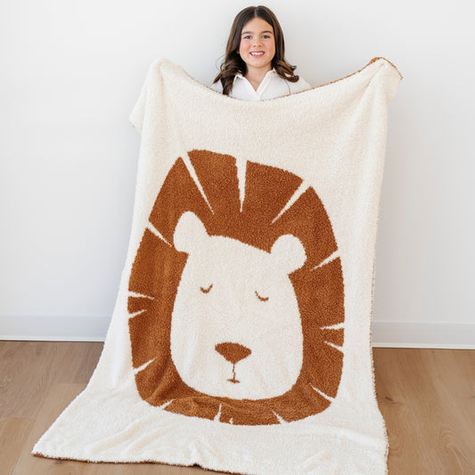 Double Layer Chenille Blanket - Lion