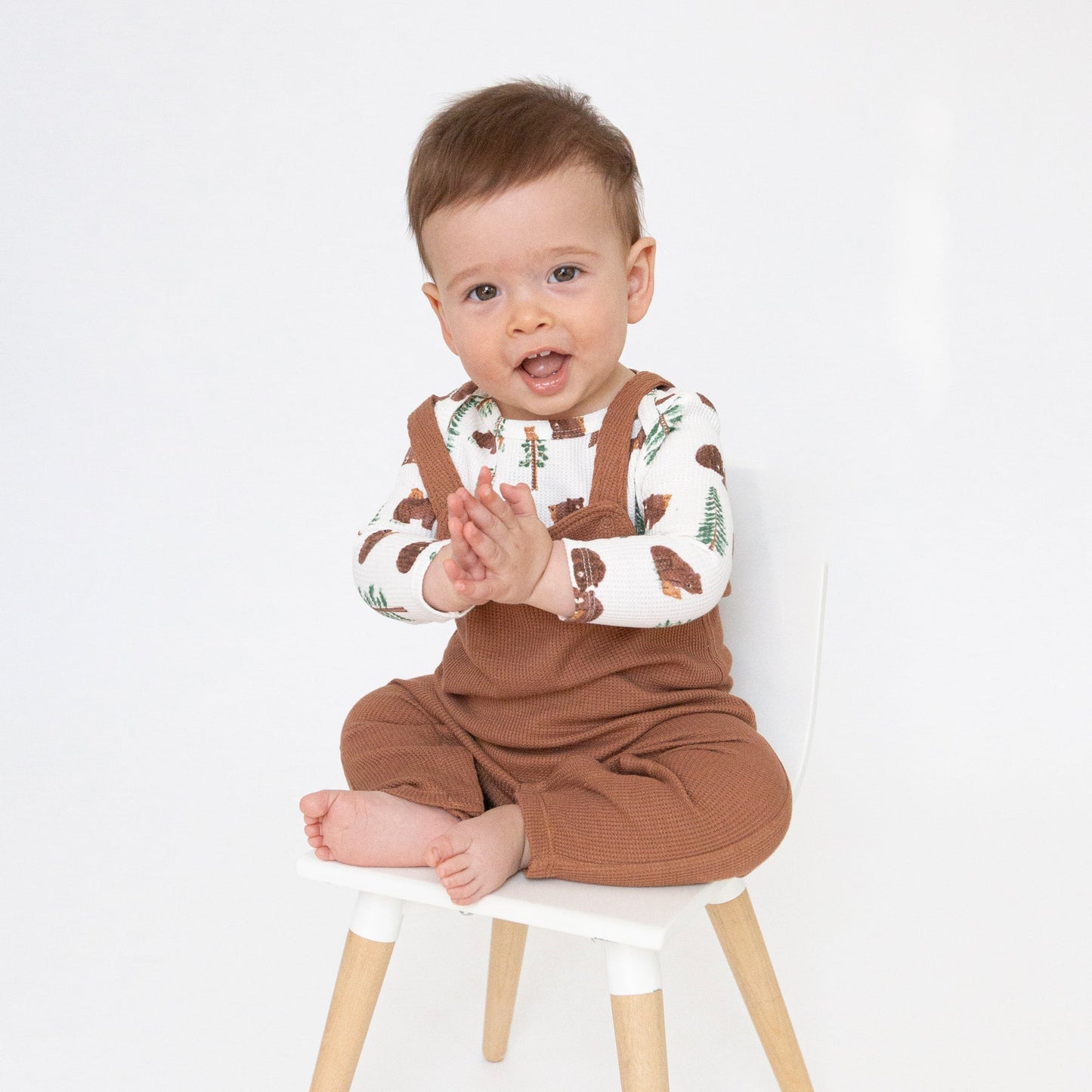 Brown Waffle Overalls: Peacan