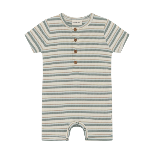 Lily Pad Green Striped Shortie Romper