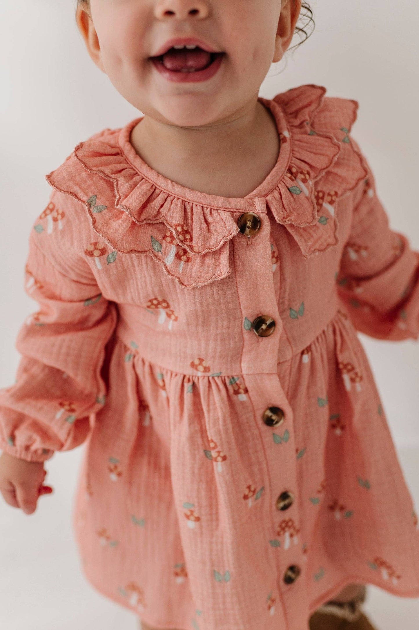Mesa Rose Mushroom Ruffled Collar Dress Set