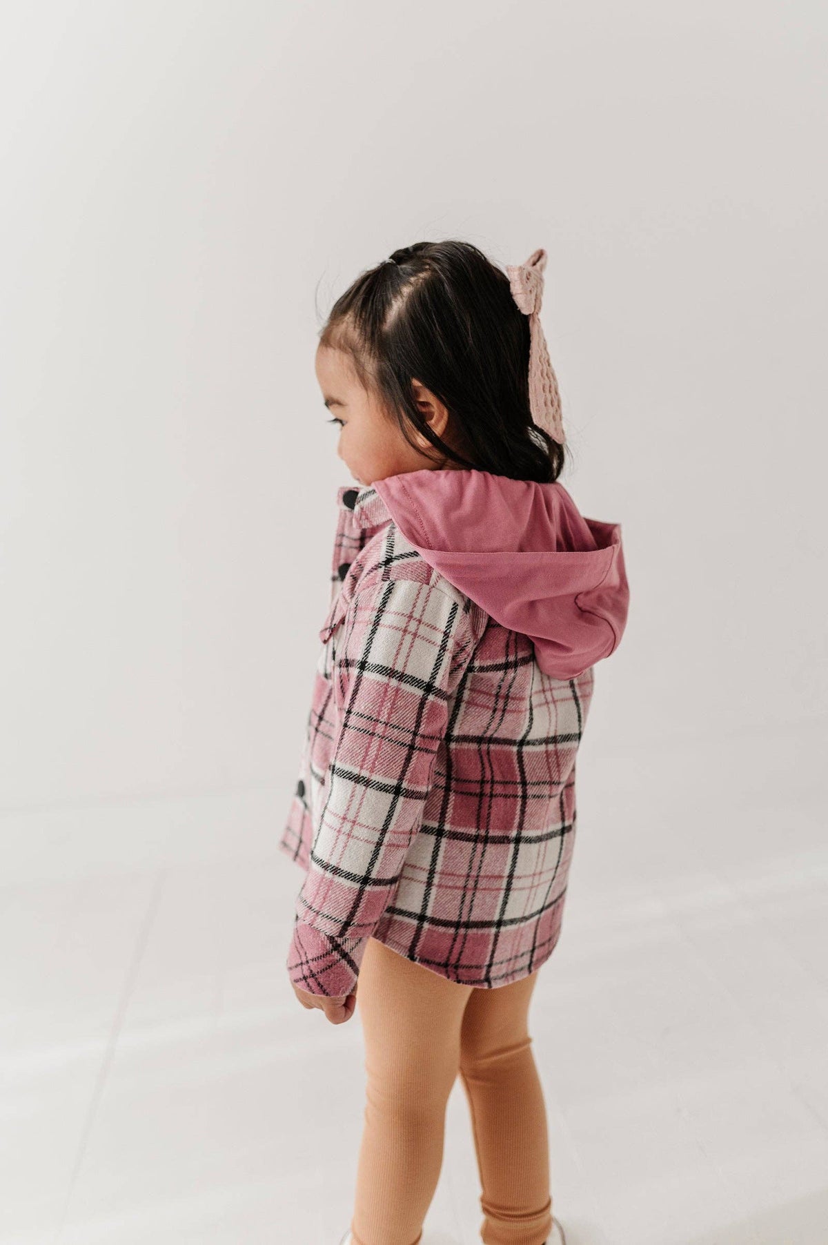 Magenta Plaid Hooded Shacket