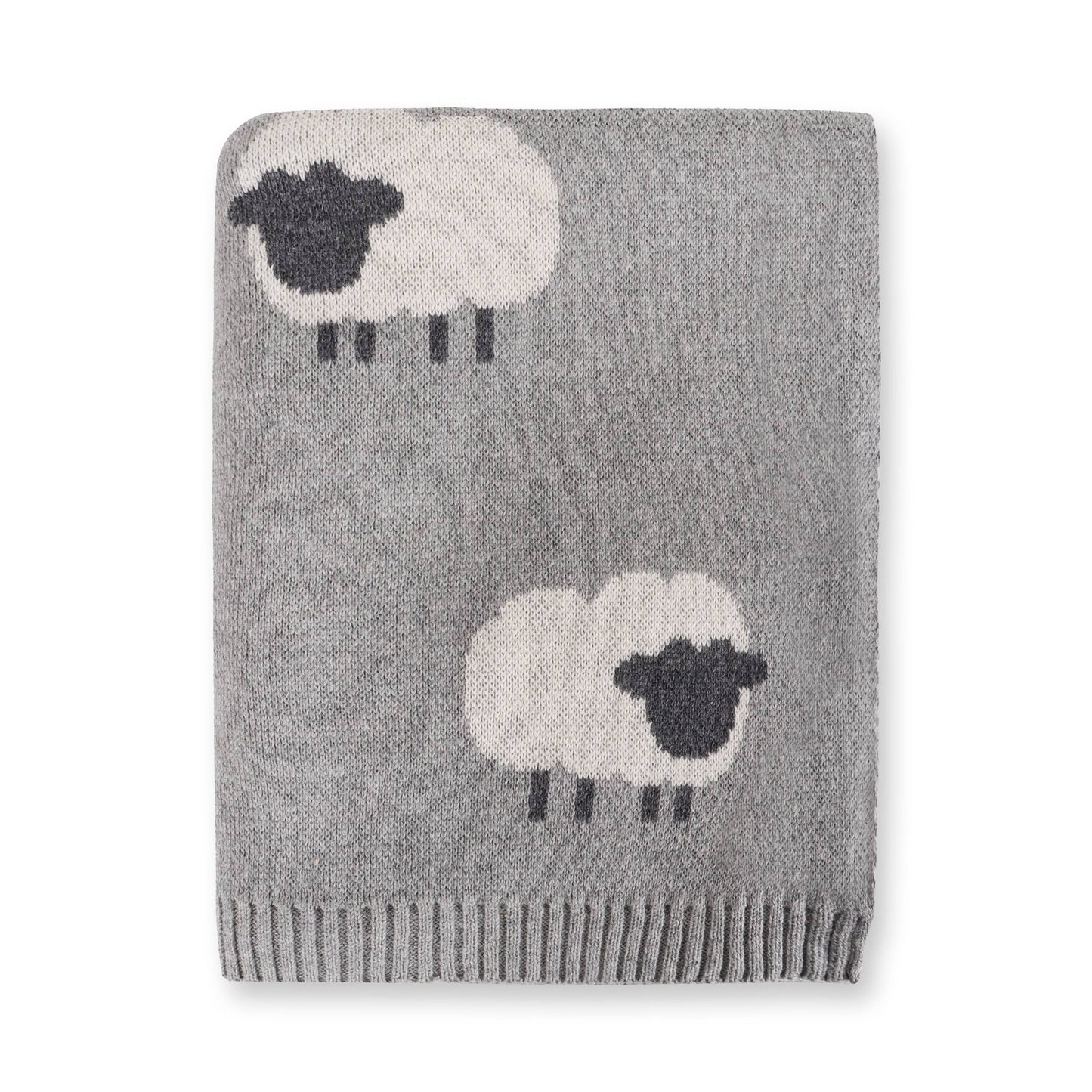 Organic Cotton Jacquard Knit Blanket - Wooly Sheep