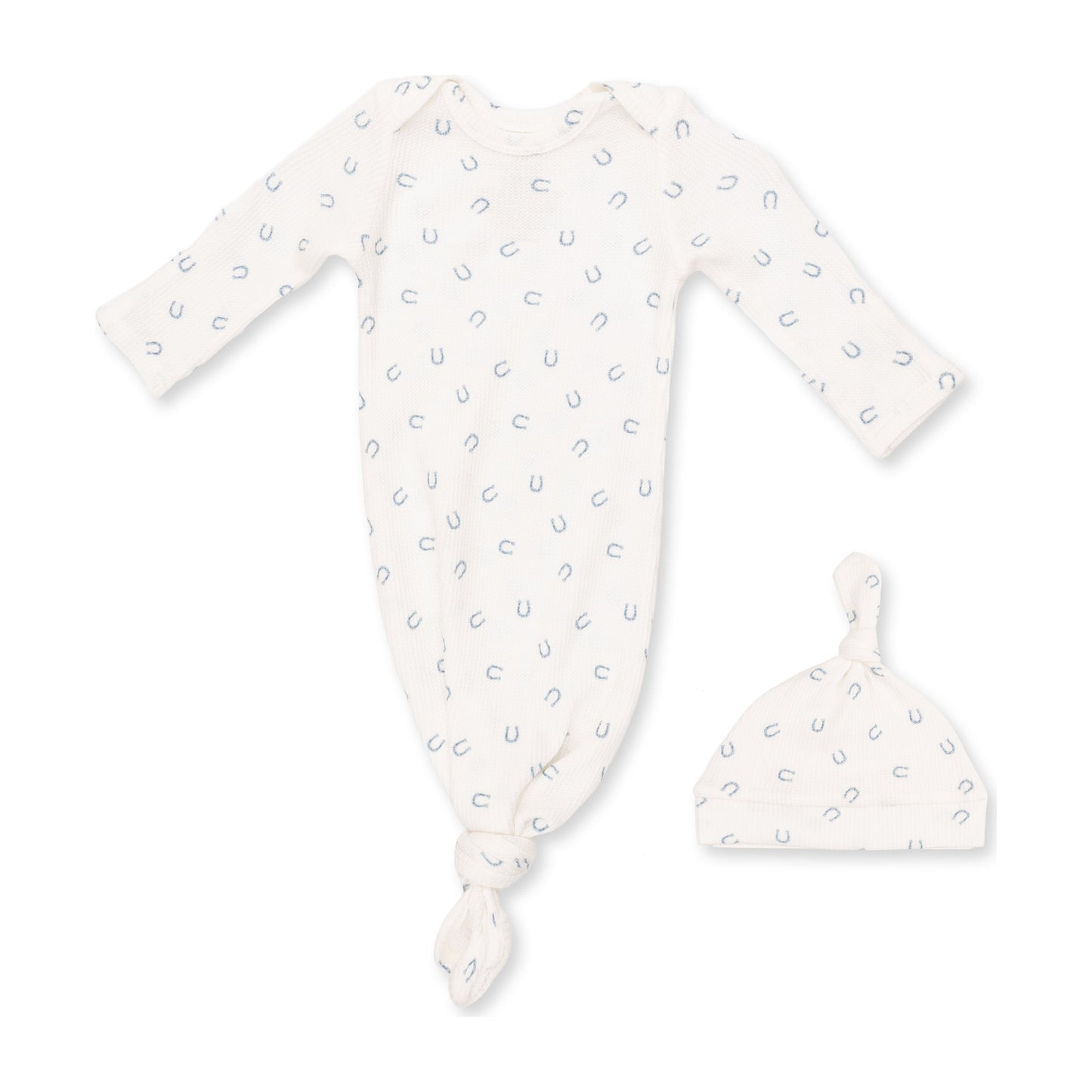 Little Horseshoes Blue Knotted Gown And Knotted Hat