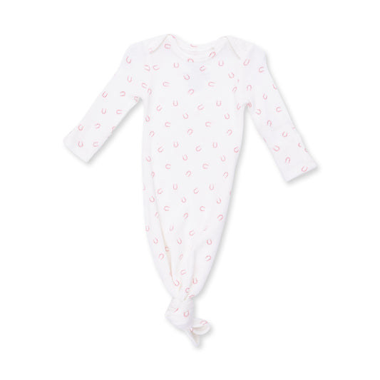Little Horseshoes Pink Knotted Gown And Knot Headband