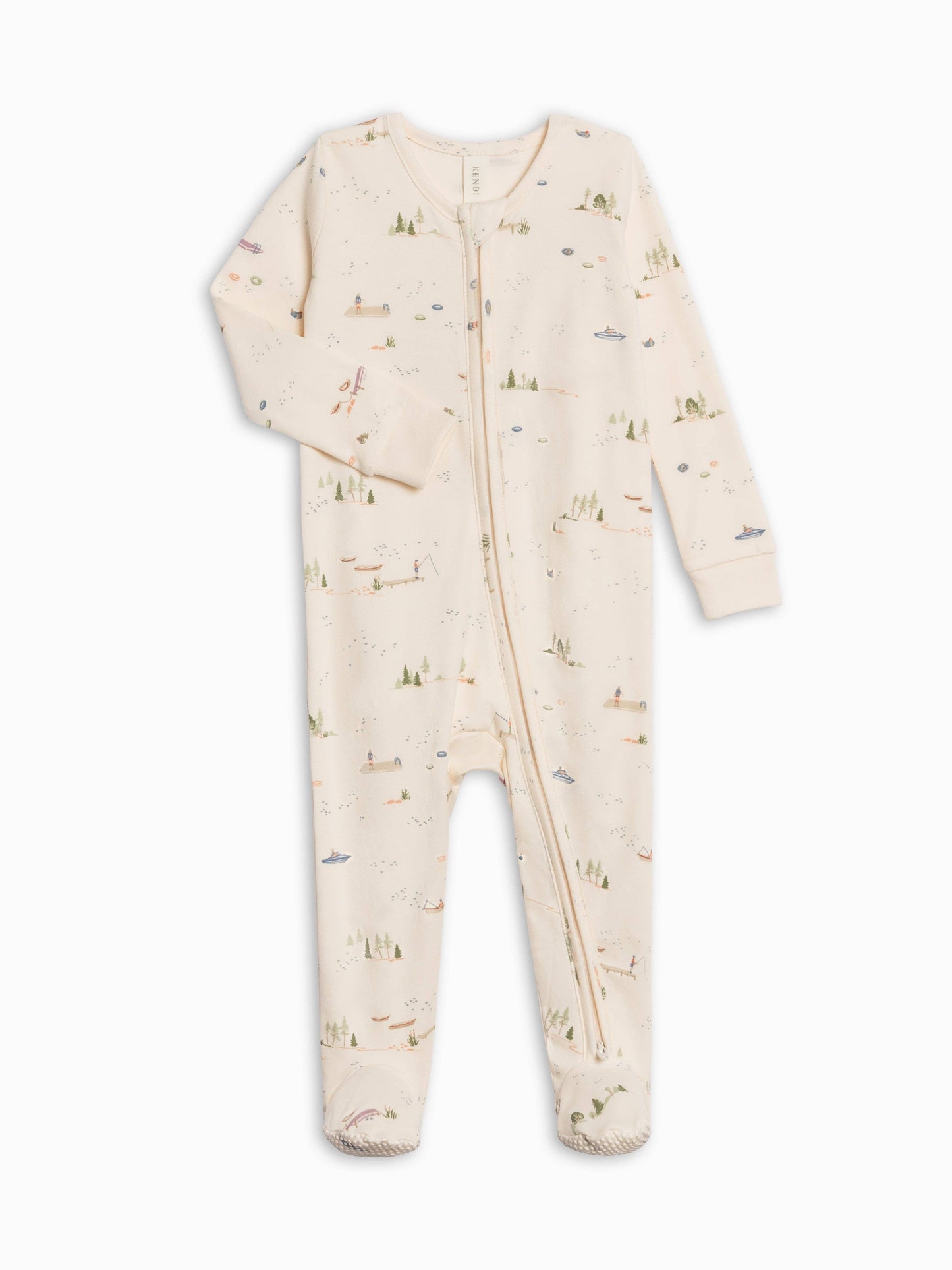 Organic Peyton Footed Sleeper - Lake / Barn + Mint
