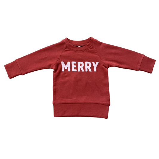 Raglan Sweatshirt- Merry in Berry Red