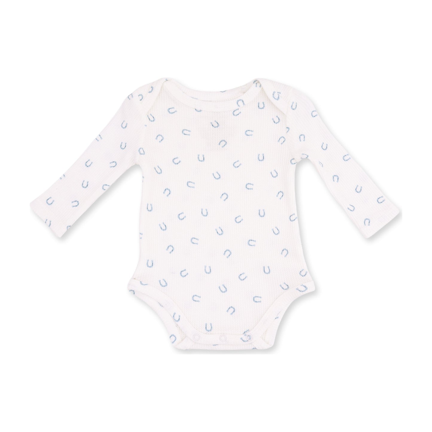 Little Horseshoes Blue Long Sleeve Bodysuit