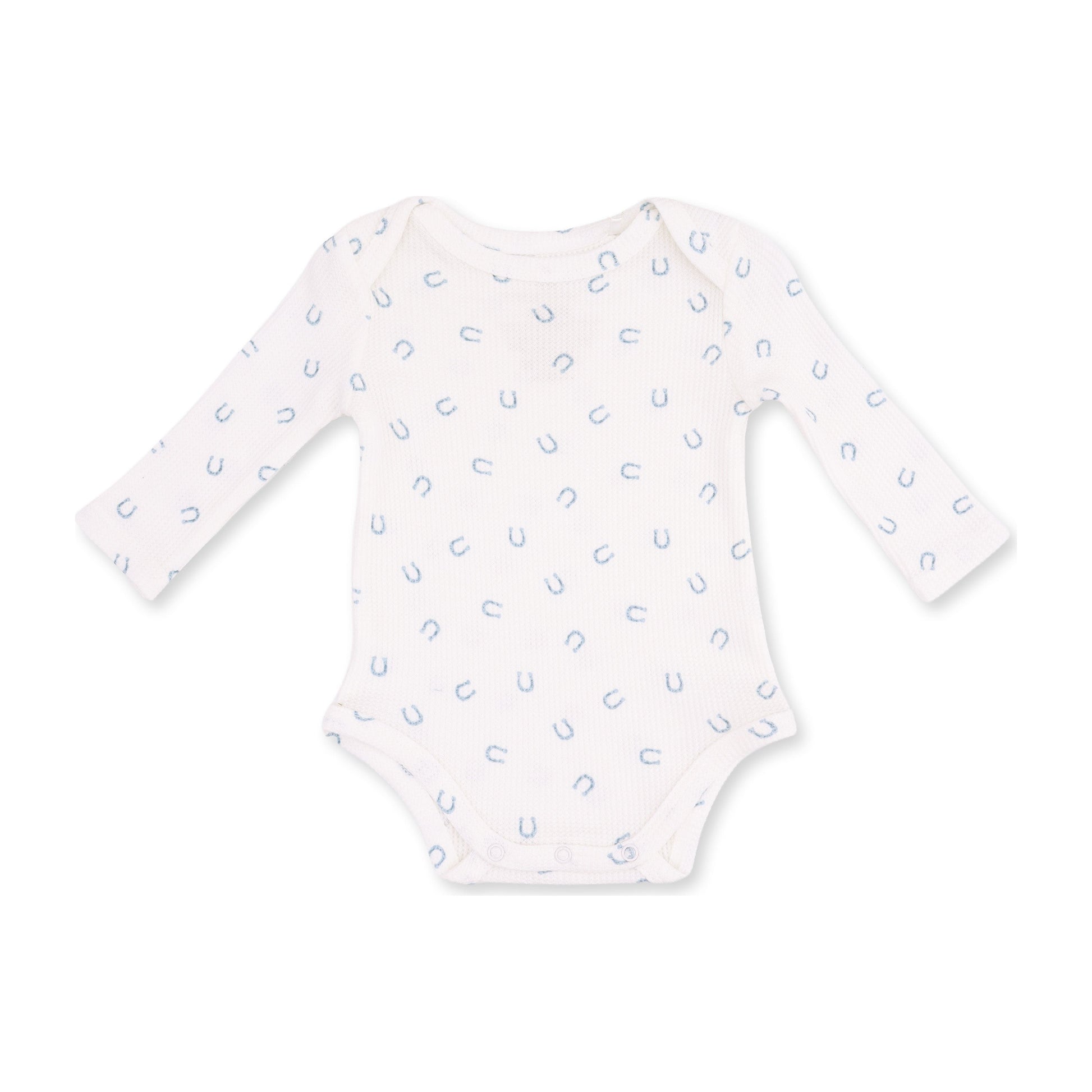 Little Horseshoes Blue Long Sleeve Bodysuit