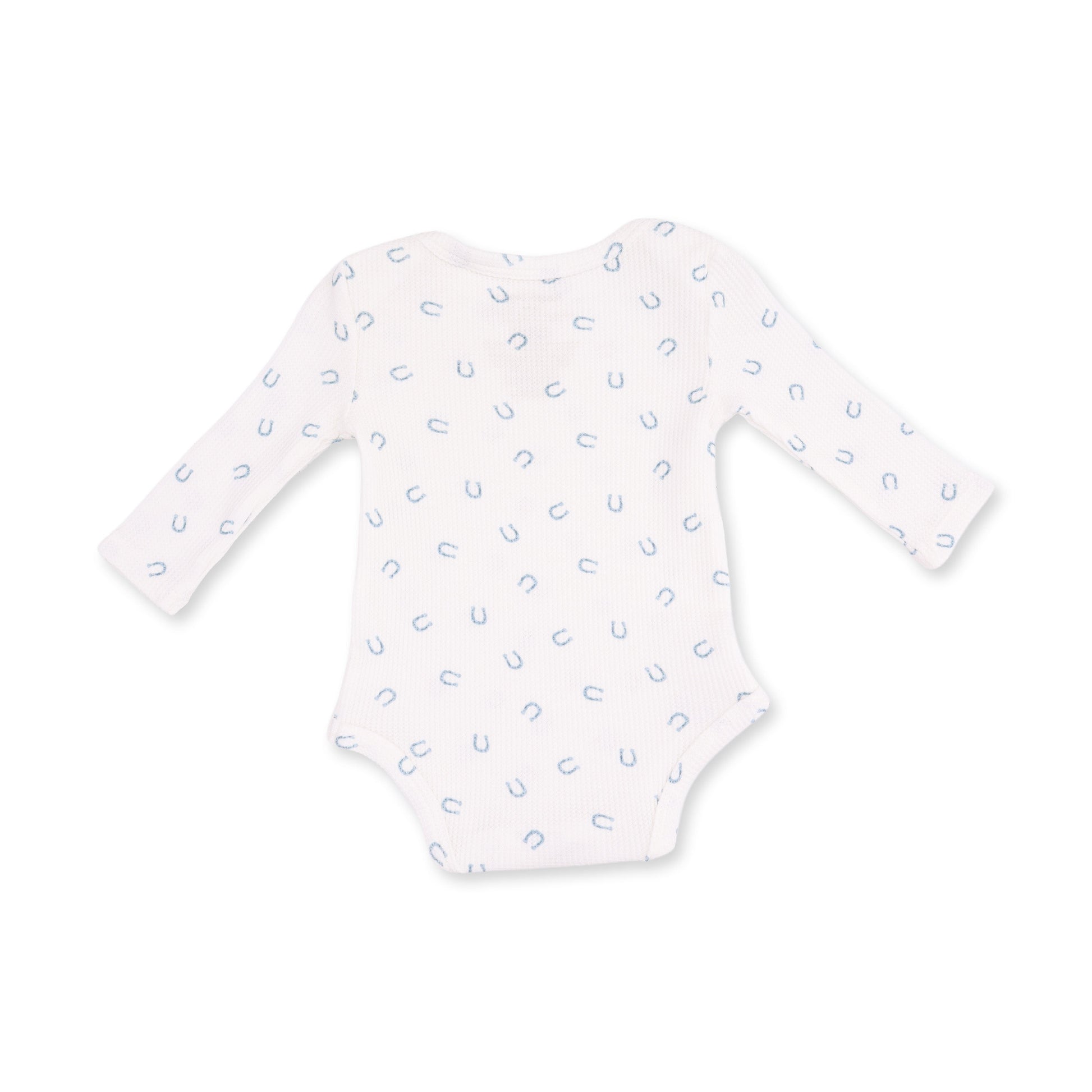 Little Horseshoes Blue Long Sleeve Bodysuit