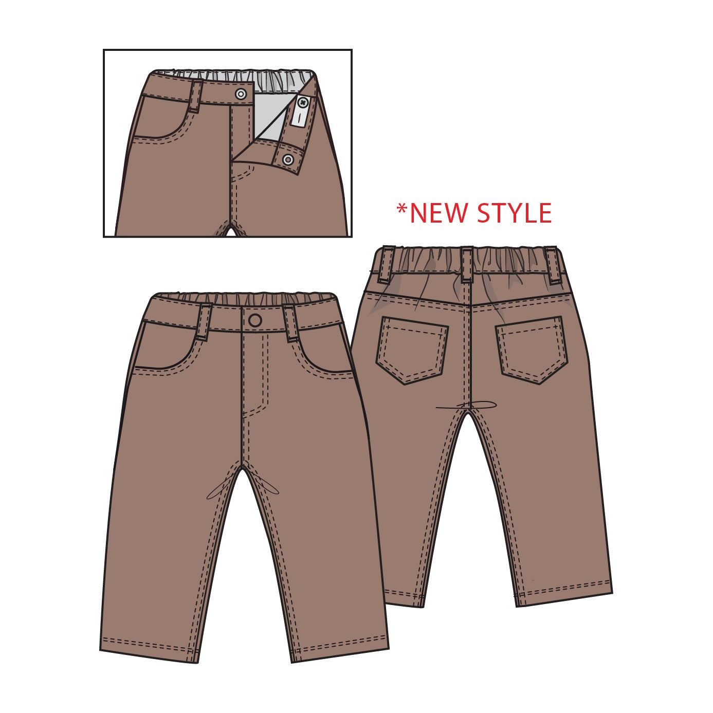 Solid Beaver Fur Corduroy Adjustable Pants