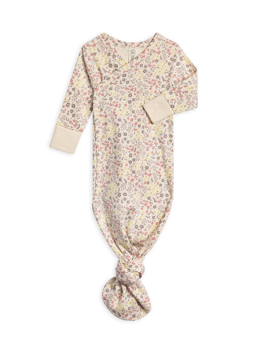 Organic Newborn Indy Kimono Gown - Giada Floral / Lilla