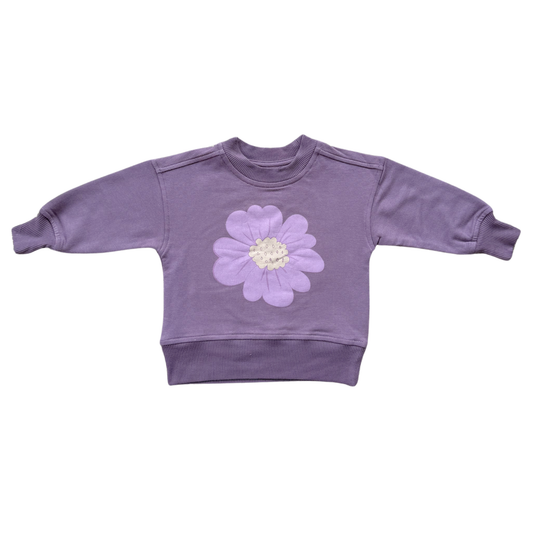Bamboo Boxy Sweatshirt - Plum Wildflower