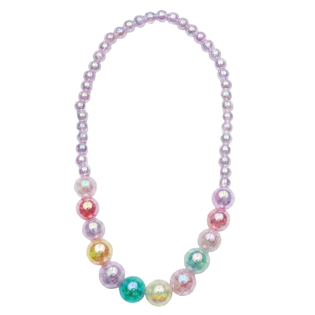Necklace with colorful beads on a white background