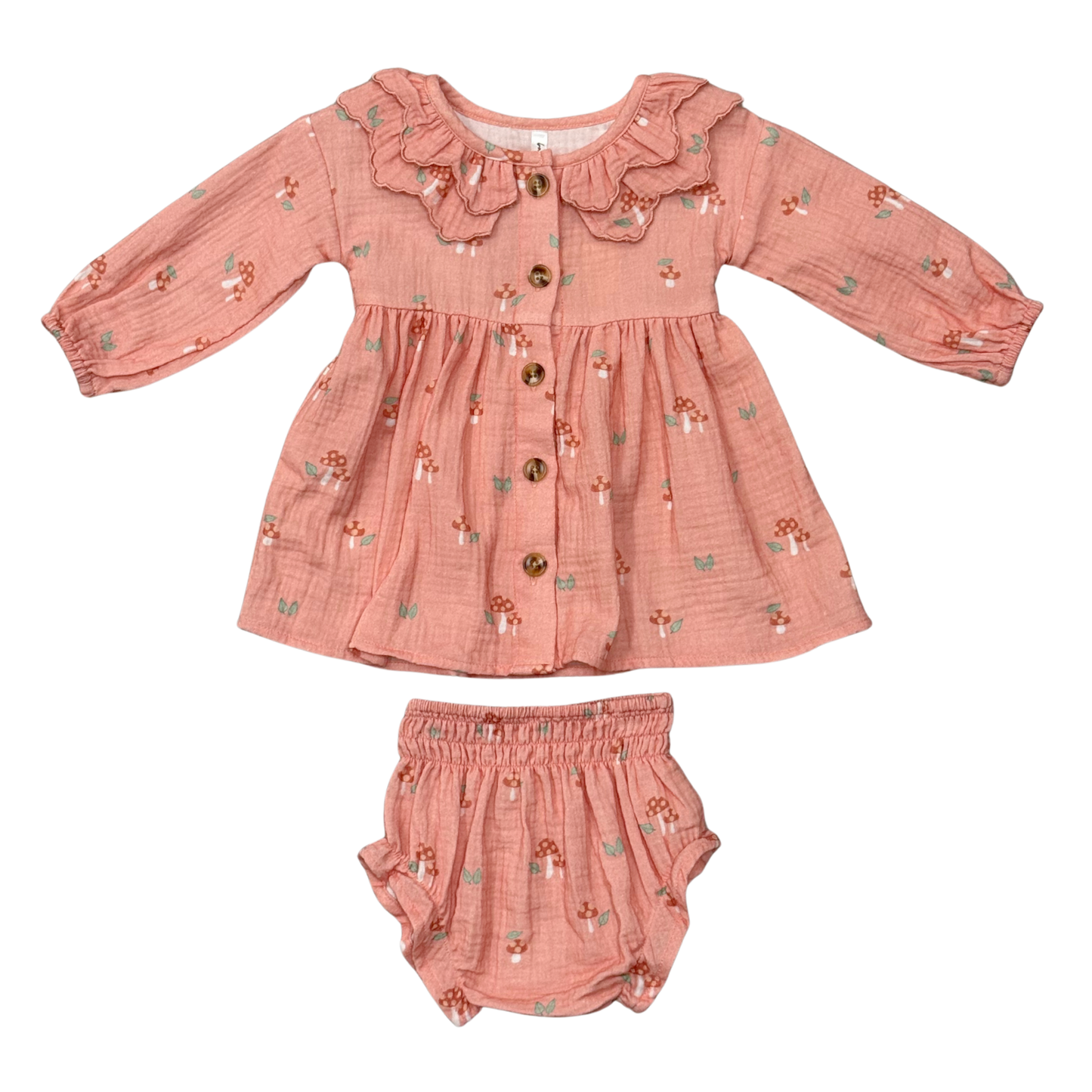 Mesa Rose Mushroom Ruffled Collar Dress Set