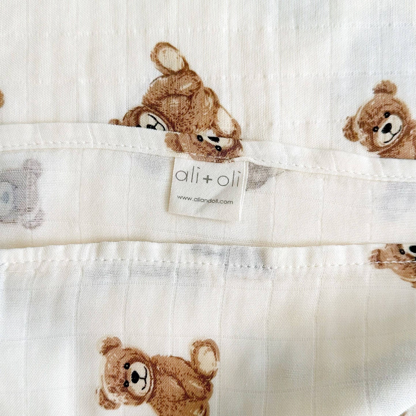 Bamboo Muslin Swaddle Blanket- Teddy Bear