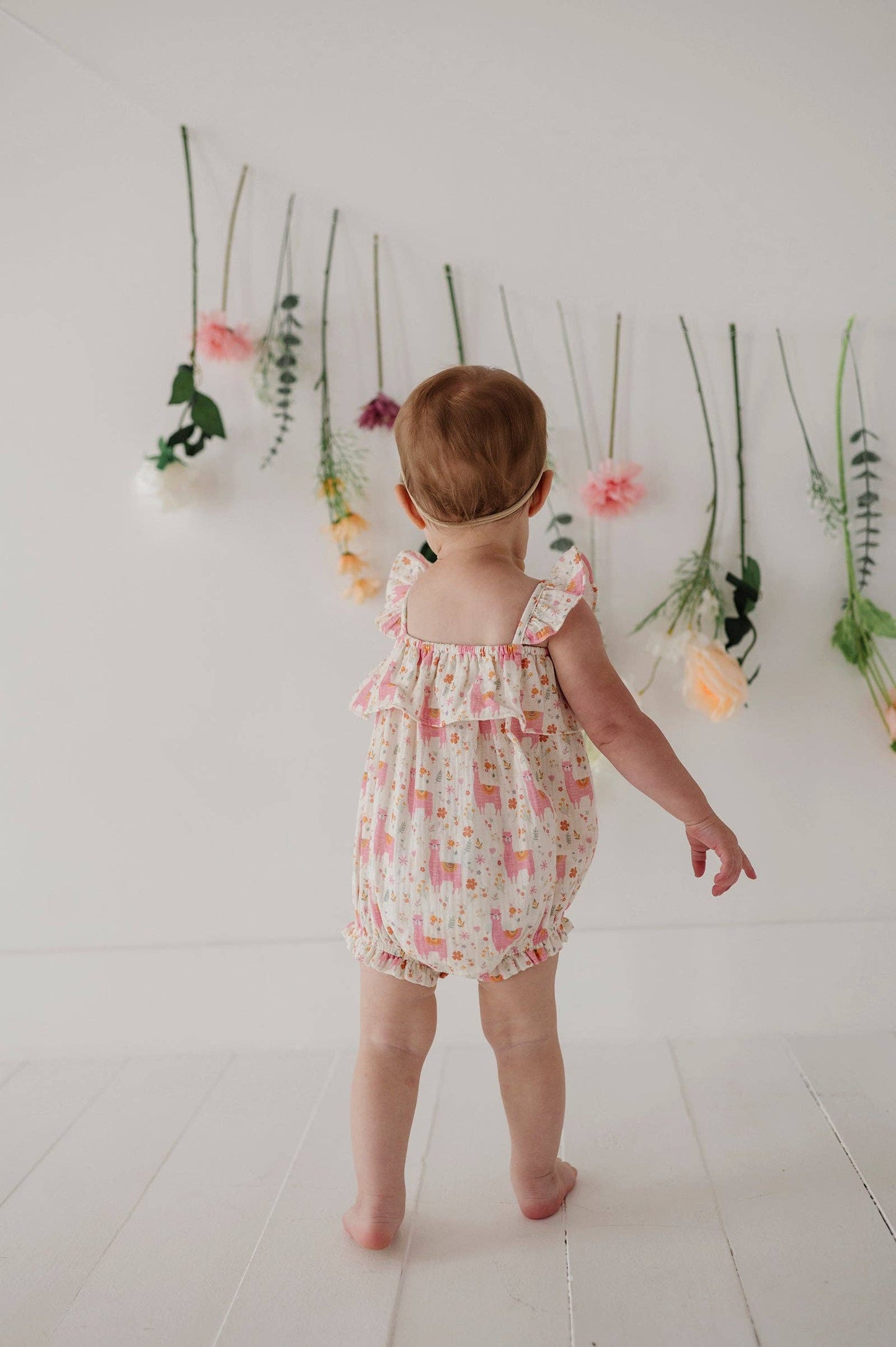 Pink Llamas Gauze Bubble Romper