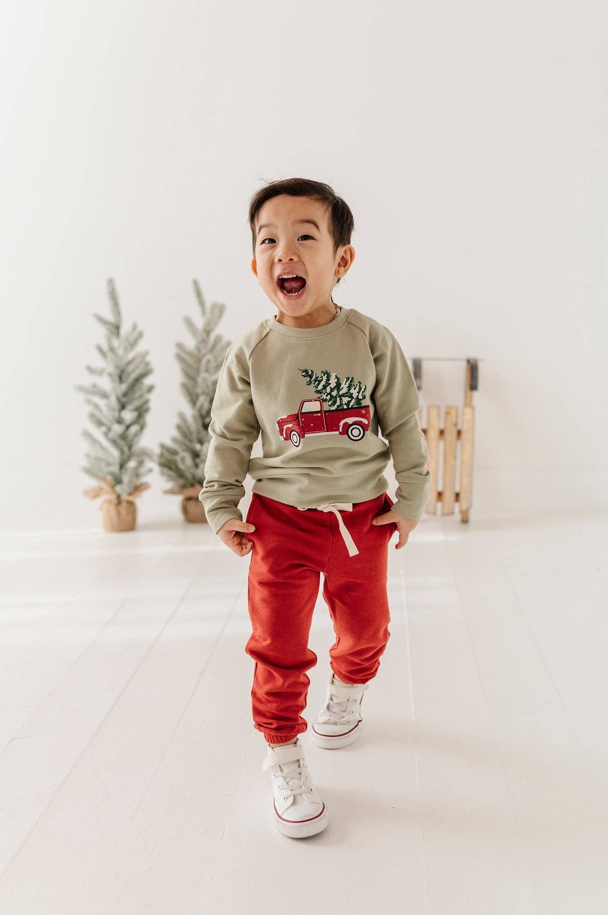 Christmas Truck Raglan Sweatshirt