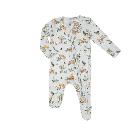 Baby Foxes Blue 2 Way Zipper Footie: Blue