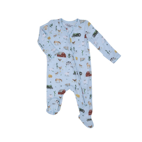 Big Red Barn Blue 2 Way Zipper Footie: Blue