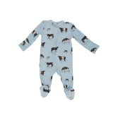 Black Cow 2 Way Zipper Footie: Blue