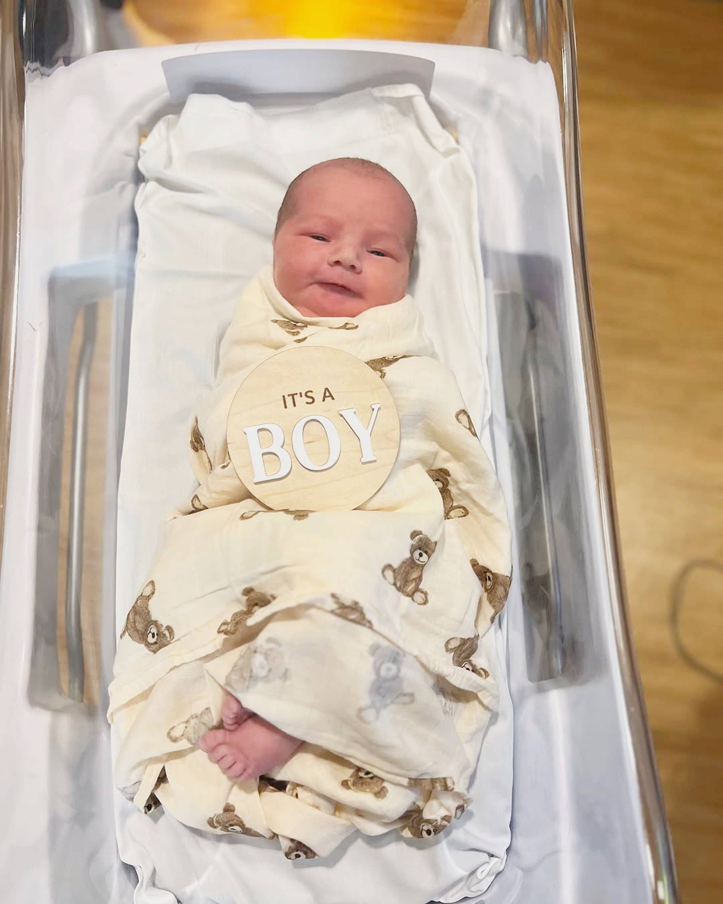 Bamboo Muslin Swaddle Blanket- Teddy Bear