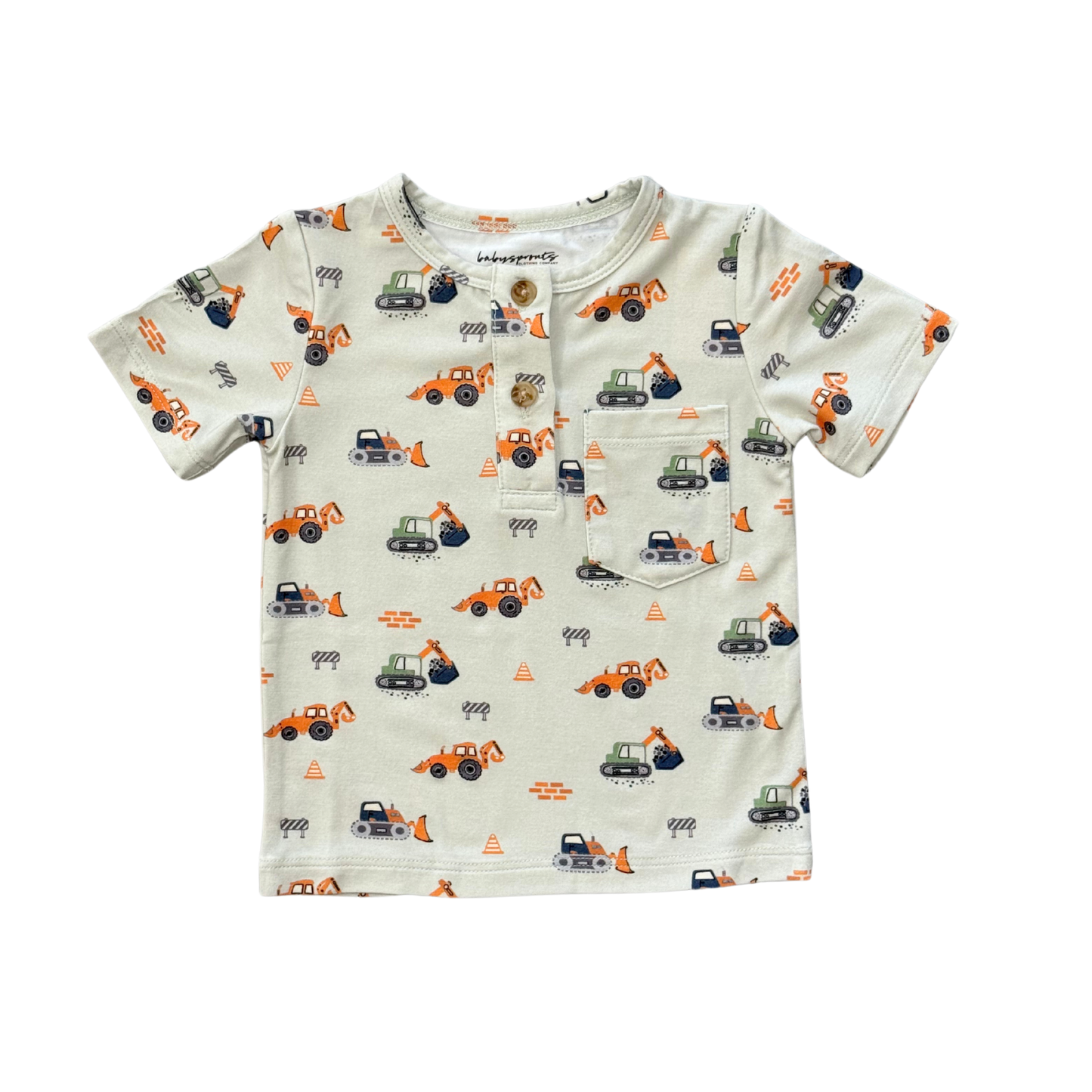 Construction Short Sleeve Henley Shirt