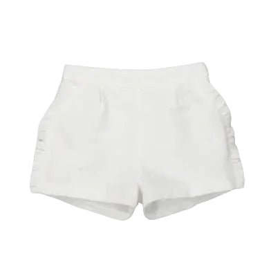 White Linen Ruffled Shorts