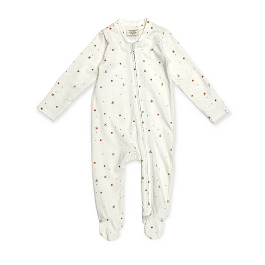 Stars Zipper Footie Baby Coverall: Natural