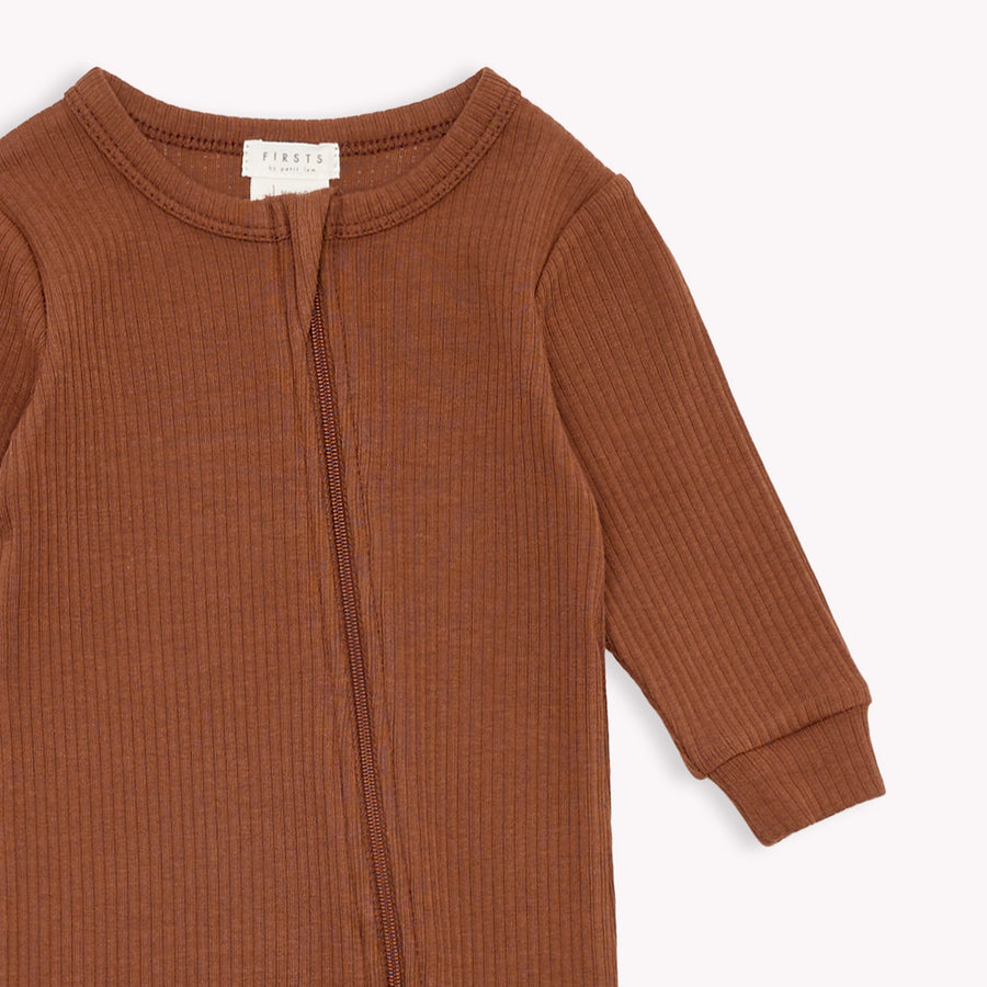 Baby L/S Coverall Knit: Bra Brown