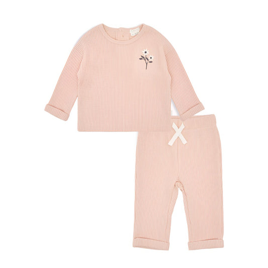Baby 2Pc Set: L/S Top + Pant Knit: Barbie Pink