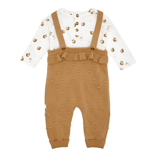 Baby 2Pc Set: L/S Top + Overall Knit: Golden