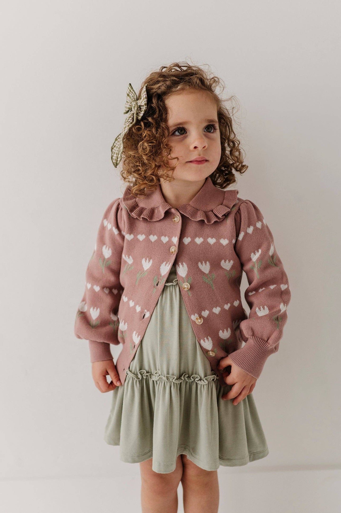 Tulip Heart Intarsia Knit Cardigan