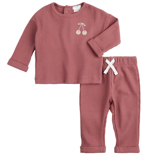 Baby 2Pc Set: L/S Top + Pant Knit: Pink Dk.