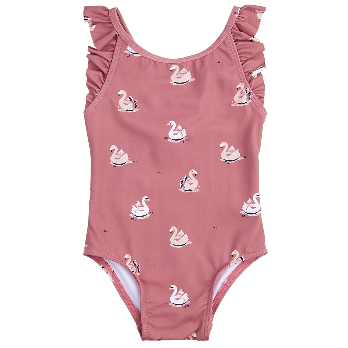 Baby Girl Ruffle Shoulder Swan Swimsuit