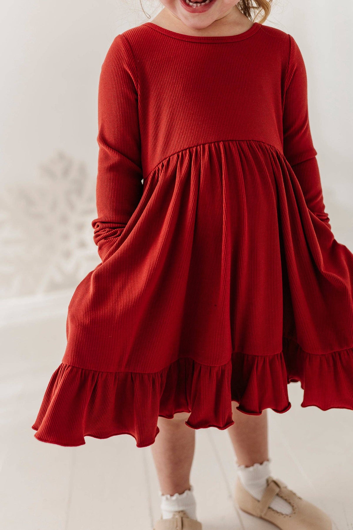 Berry Red Ribbed Ballet Dress