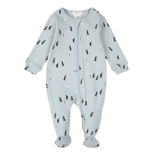 Penguin Print on Pearl Blue Sleeper