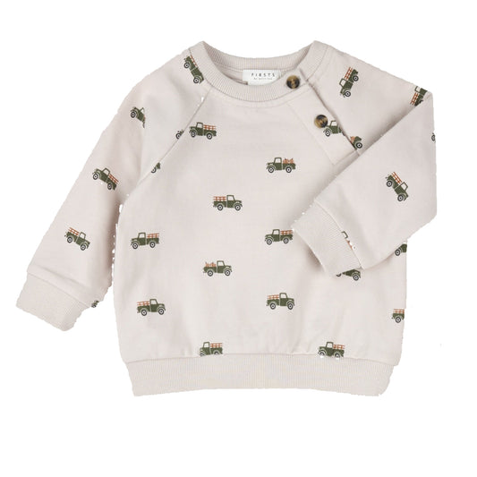 Beige Pumpkin Patch Truck Sweater