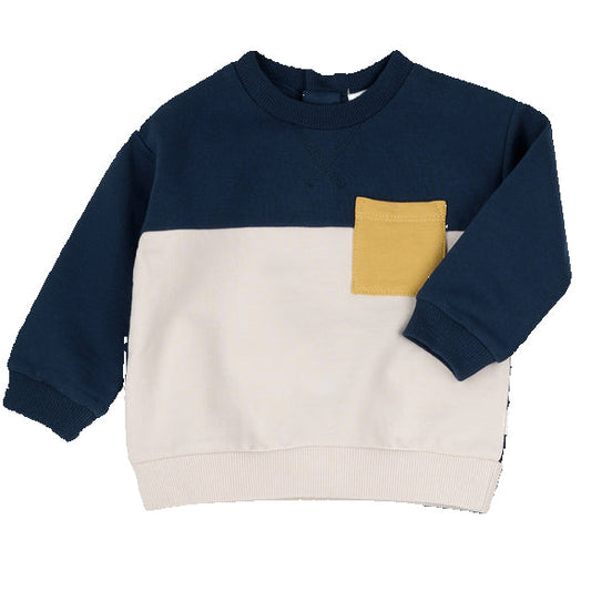 Dress Blue Color Block Sweater