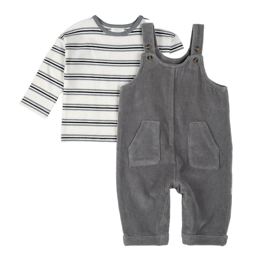 Pearl Blue Corduroy Overall Set