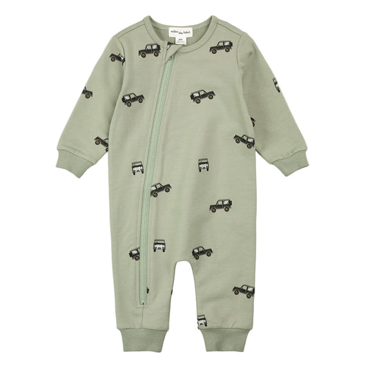 Off Roading Print on Sage Playsuit