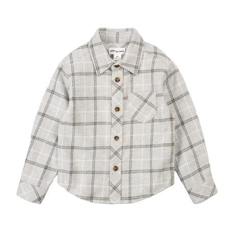 Light Grey Plaid Flannel Shirt