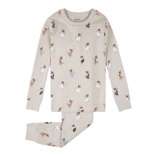 Baby Ballerina Print on Cream PJ Set